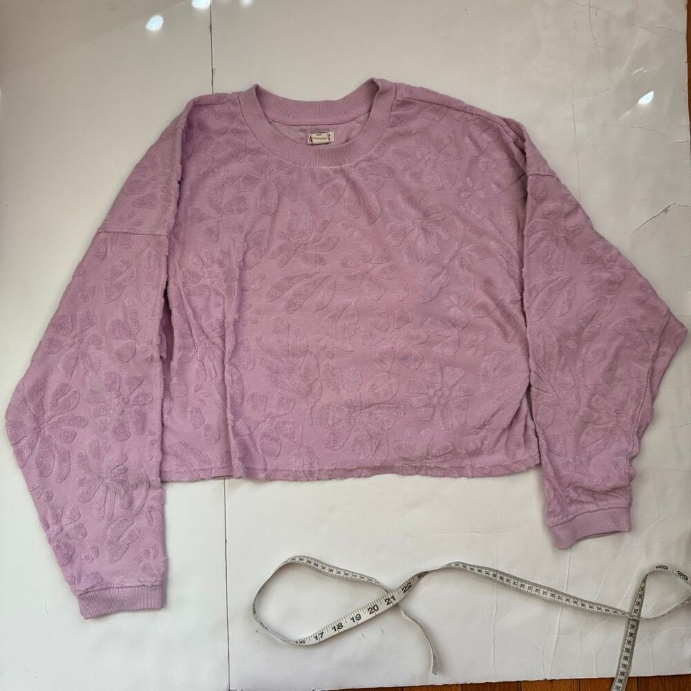 Billabong Women’s Loosen Up Jacquard Cropped Terry Sweatshirt Lilac Smoke Large